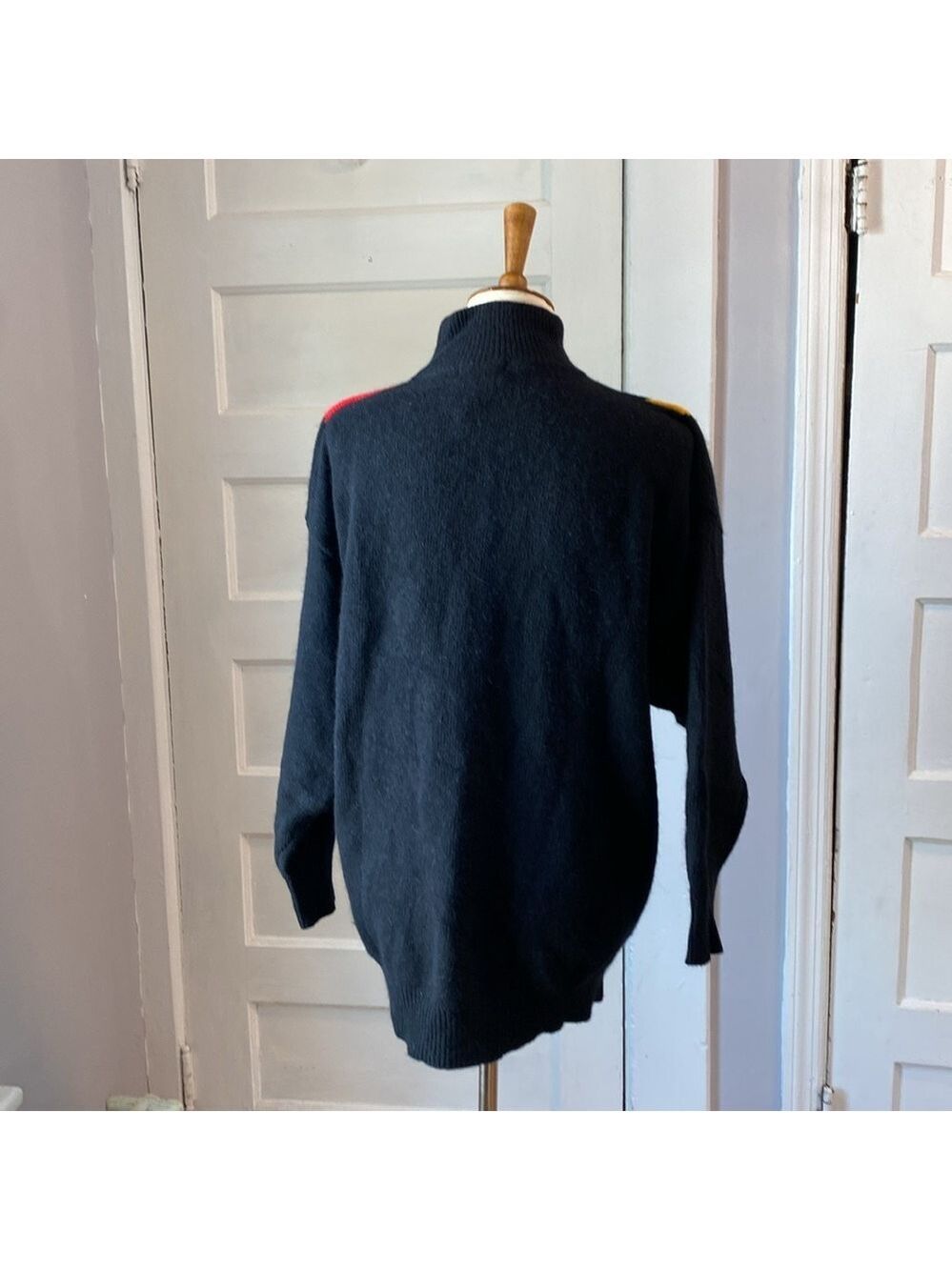 Vintage IB Sports Geometric Color Block Angora Lambswool Blend Sweater, Size M - Picture 4 of 12